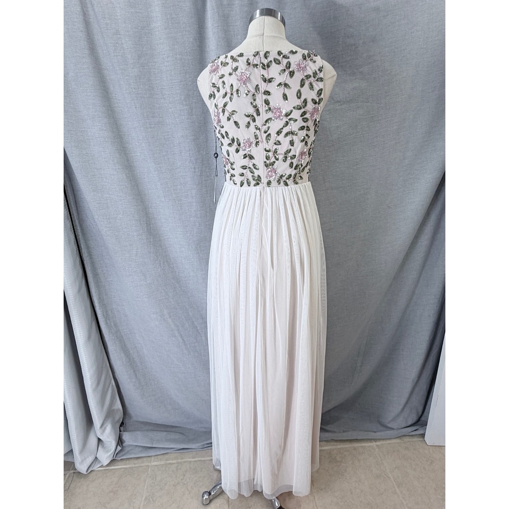 NWT Adrianna Papell Ivory Floral Beaded Sequin Maxi Dress Size 6 Garden Party - Picture 9 of 16
